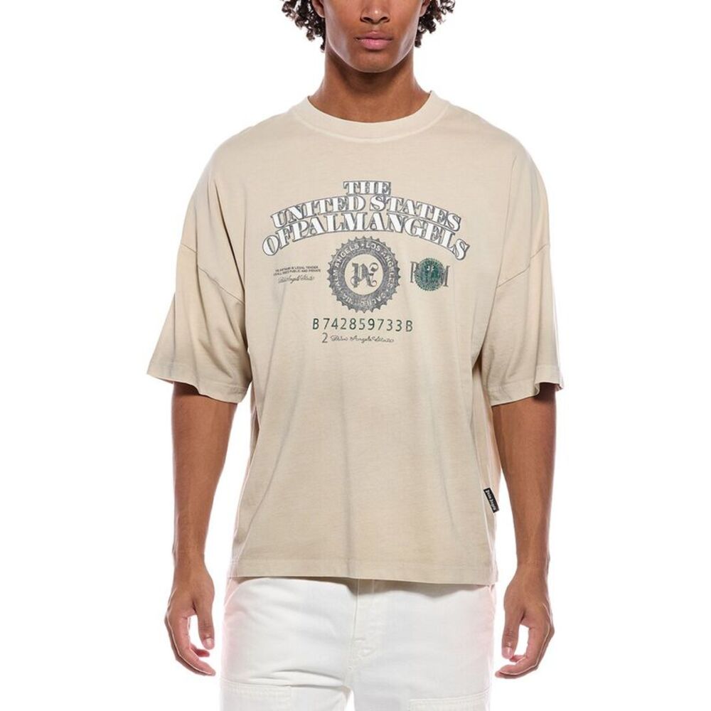 Palm Angels Mens Pa Dollar Loose T-Shirt, White